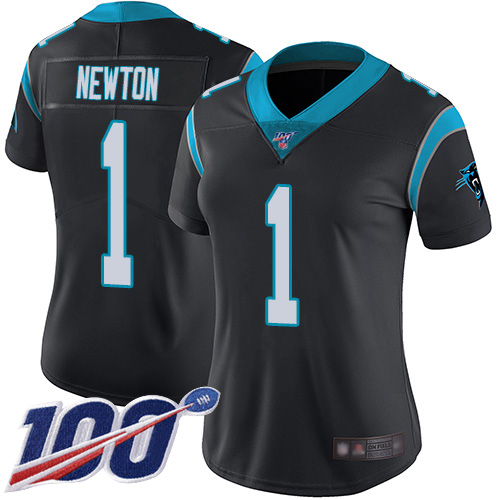 Carolina Panthers Limited Black Women Cam Newton Home Jersey NFL Football #1 100th Season Vapor Untouchable->carolina panthers->NFL Jersey